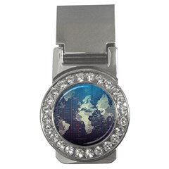 Vintage World Map Illustration Artwork Water Drop Digital Art Arts Money Clips (cz)  by Sudheng