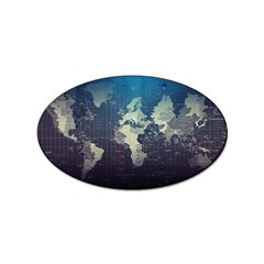 Vintage World Map Illustration Artwork Water Drop Digital Art Arts Sticker Oval (10 Pack) by Sudheng