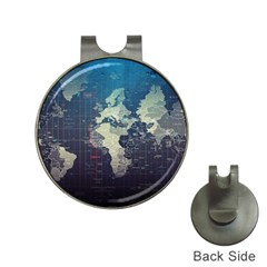 Vintage World Map Illustration Artwork Water Drop Digital Art Arts Hat Clips With Golf Markers by Sudheng