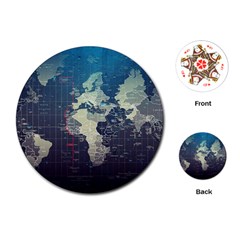 Vintage World Map Illustration Artwork Water Drop Digital Art Arts Playing Cards Single Design (round)