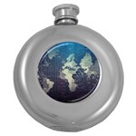 Vintage World Map Illustration Artwork Water Drop Digital Art arts Round Hip Flask (5 oz) Front