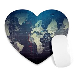 Vintage World Map Illustration Artwork Water Drop Digital Art Arts Heart Mousepad by Sudheng