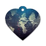 Vintage World Map Illustration Artwork Water Drop Digital Art arts Dog Tag Heart (Two Sides) Front