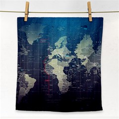 Vintage World Map Illustration Artwork Water Drop Digital Art Arts Face Towel by Sudheng