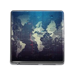 Vintage World Map Illustration Artwork Water Drop Digital Art Arts Memory Card Reader (square 5 Slot)