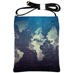 Vintage World Map Illustration Artwork Water Drop Digital Art Arts Shoulder Sling Bag by Sudheng