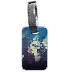 Vintage World Map Illustration Artwork Water Drop Digital Art Arts Luggage Tag (two Sides) by Sudheng