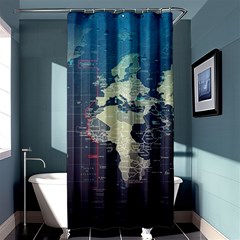 Vintage World Map Illustration Artwork Water Drop Digital Art Arts Shower Curtain 36  X 72  (stall)  by Sudheng