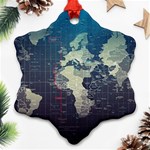 Vintage World Map Illustration Artwork Water Drop Digital Art arts Ornament (Snowflake) Front