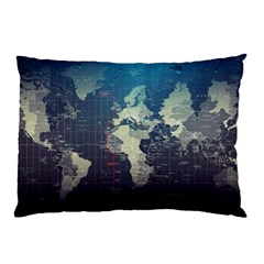 Vintage World Map Illustration Artwork Water Drop Digital Art Arts Pillow Case (two Sides) by Sudheng