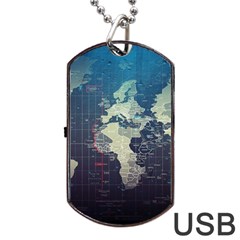 Vintage World Map Illustration Artwork Water Drop Digital Art Arts Dog Tag Usb Flash (one Side) by Sudheng