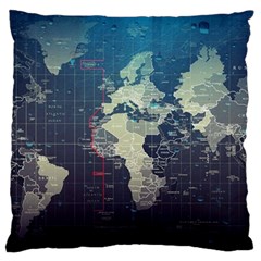 Vintage World Map Illustration Artwork Water Drop Digital Art Arts Large Cushion Case (one Side)