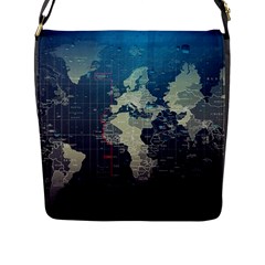 Vintage World Map Illustration Artwork Water Drop Digital Art Arts Flap Closure Messenger Bag (l) by Sudheng