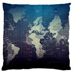 Vintage World Map Illustration Artwork Water Drop Digital Art Arts Large Premium Plush Fleece Cushion Case (one Side) by Sudheng