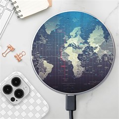 Vintage World Map Illustration Artwork Water Drop Digital Art Arts Wireless Fast Charger(white) by Sudheng