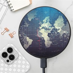 Vintage World Map Illustration Artwork Water Drop Digital Art Arts Wireless Fast Charger(black) by Sudheng