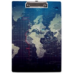 Vintage World Map Illustration Artwork Water Drop Digital Art Arts A4 Acrylic Clipboard by Sudheng