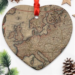 Vintage Europe Map Ornament (heart)