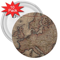 Vintage Europe Map 3  Buttons (10 Pack)  by Sudheng