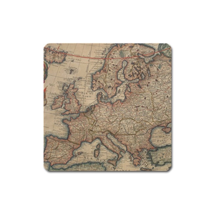 Vintage Europe Map Square Magnet