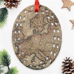 Vintage Europe Map Ornament (oval Filigree)