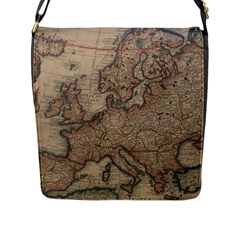 Vintage Europe Map Flap Closure Messenger Bag (l) by Sudheng