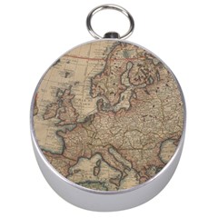 Vintage Europe Map Silver Compasses