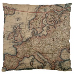 Vintage Europe Map Large Premium Plush Fleece Cushion Case (two Sides) by Sudheng