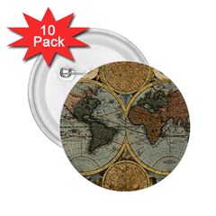 Vintage World Map 2 25  Buttons (10 Pack)  by Sudheng