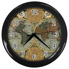 Vintage World Map Wall Clock (black) by Sudheng