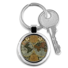 Vintage World Map Key Chain (round)