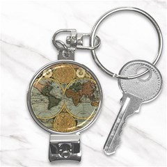 Vintage World Map Nail Clippers Key Chain by Sudheng