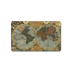 Vintage World Map Magnet (name Card) by Sudheng