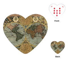 Vintage World Map Playing Cards Single Design (heart)