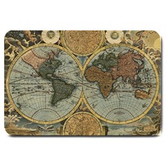 Vintage World Map Large Doormat by Sudheng