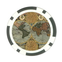 Vintage World Map Poker Chip Card Guard by Sudheng