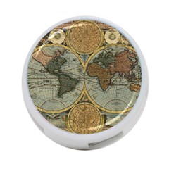 Vintage World Map 4-port Usb Hub (two Sides) by Sudheng