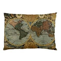 Vintage World Map Pillow Case (two Sides) by Sudheng