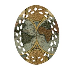 Vintage World Map Ornament (oval Filigree)