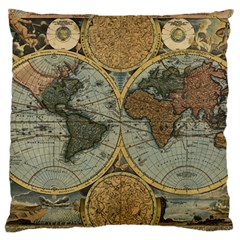 Vintage World Map Large Cushion Case (one Side) by Sudheng