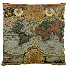 Vintage World Map Standard Premium Plush Fleece Cushion Case (two Sides) by Sudheng