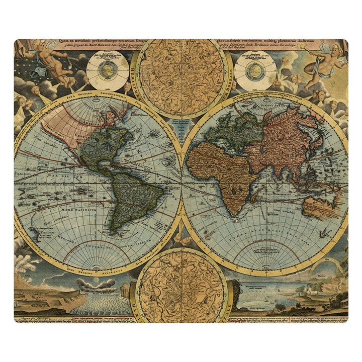 Vintage World Map Premium Plush Fleece Blanket (Small)