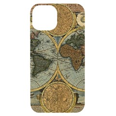 Vintage World Map Iphone 14 Black Uv Print Case by Sudheng