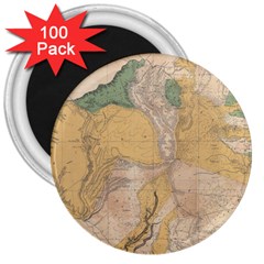 Vintage World Map Physical Geography 3  Magnets (100 Pack)