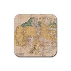 Vintage World Map Physical Geography Rubber Coaster (square) by Sudheng