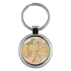 Vintage World Map Physical Geography Key Chain (round) by Sudheng