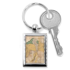 Vintage World Map Physical Geography Key Chain (rectangle) by Sudheng