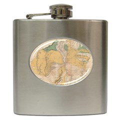 Vintage World Map Physical Geography Hip Flask (6 Oz) by Sudheng