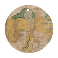 Vintage World Map Physical Geography Round Ornament (two Sides)