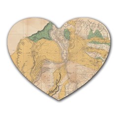 Vintage World Map Physical Geography Heart Mousepad by Sudheng